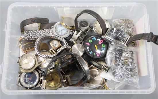 A 9ct gold chain, sundry costume jewellery and a collection of miscellaneous vintage wrist watches